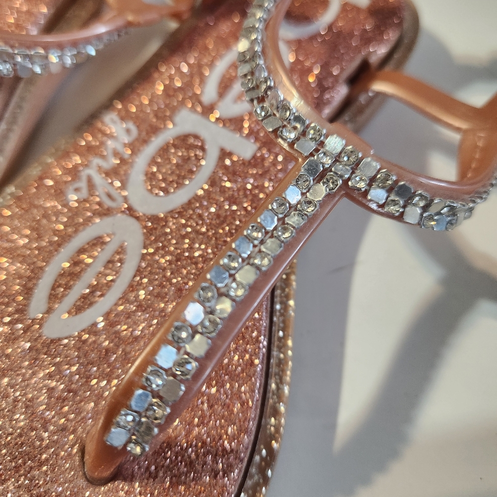 Glittery Pink Kids Sandals Sz 9/10 Large - Picture 4 of 4
